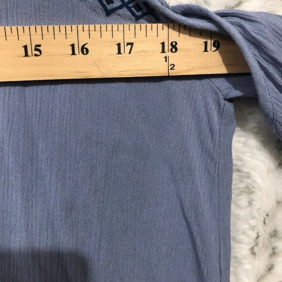 KNOX ROSE Womens M Dress Cold Shoulder Blue Embroidered High Neck Knee Length - Picture 9 of 9